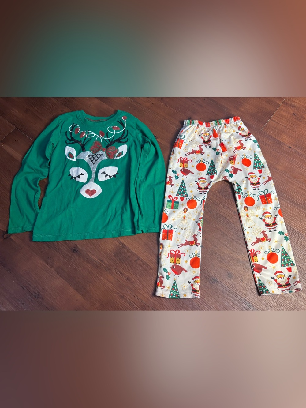 Kids Christmas Outfit Set, Reindeer Shirt Size 4/5 , Shirt & Leggings set